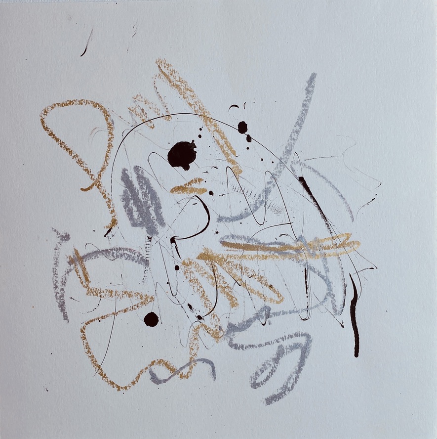 Renate Stepec Tusche, Ölpastelle auf Skizzenpapier, 30x30 cm